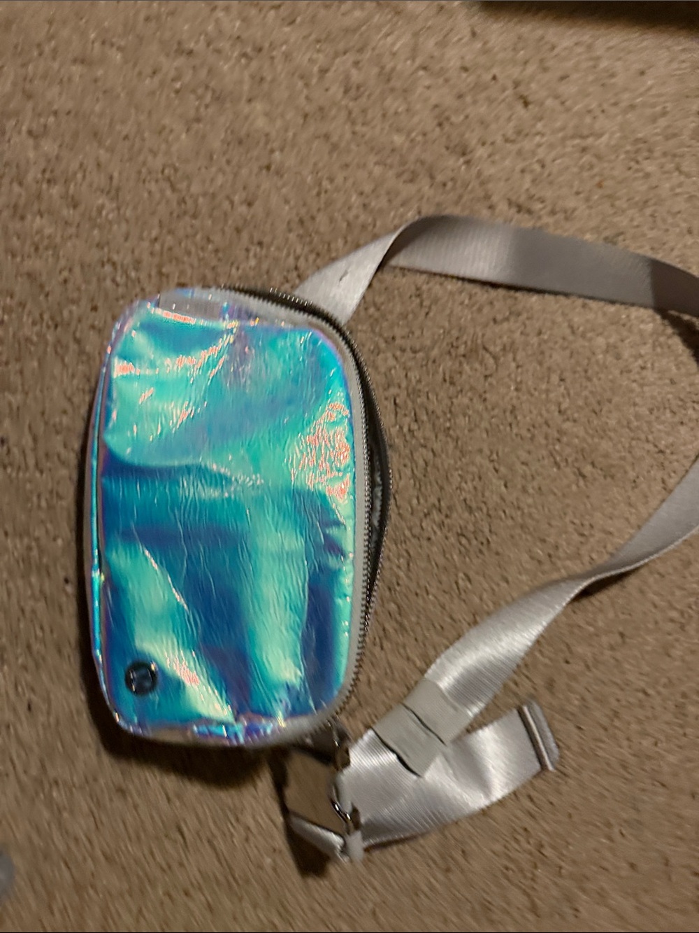 Holographic Iridescent Crossbody Phone Pouch - Silver Strap